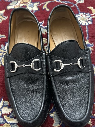 Gucci black leather loafer - black,