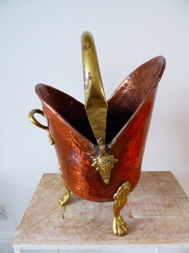 Vintage copper coal - coal, bucket