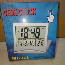 Digital LCD Temperature Alarm Snooze Clock Date Day Large LCD Display, Small, UK
