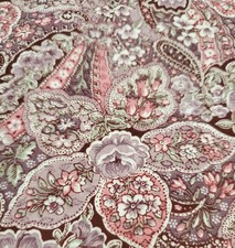 VTG 70's Peter Pan Fabrics Purple Pink Paisley Cotton Quilt Fabric 3 Yd 44" 