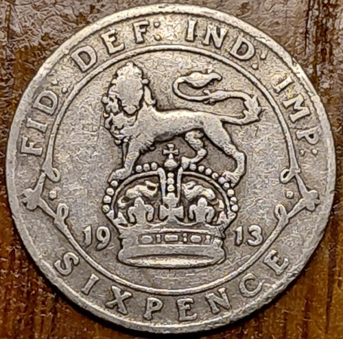 1913 king george sixpence 6d - sixpence,