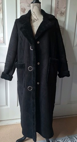 Long maxi black cosy - suede, fur
