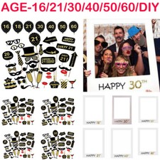 Happy Birthday Frame Photo Booth Props Party Decor Selfie 16/18/21/30/40/50/60th