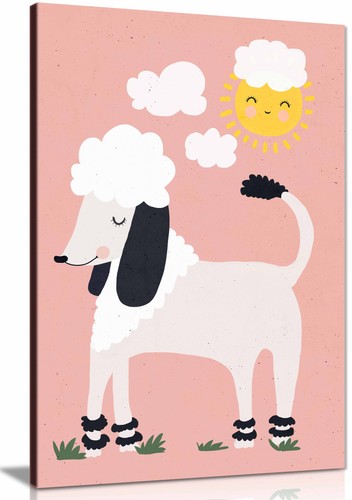 Happy poodle framed canvas - poodle,