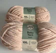Peach 2 x 100g balls baby yarn So Crafty - 200g chenille wool polyester knit