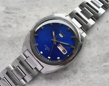 March 1972 Vintage Seiko Automatic Steel Bracelet Blue Sunburst Dial Rare Watch