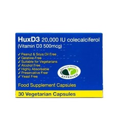 HuxD3 Vitamin 20000iu capsules Hux D3 * Max / High Strength*  Halal Kosher Veg