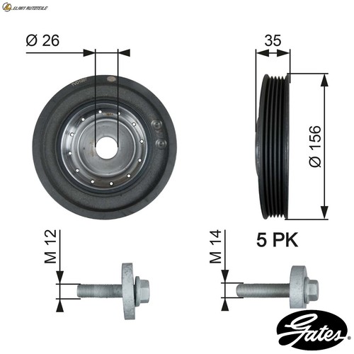 Pulley crankshaft tvd1007a - pulley,