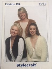 Stylecraft 8034 Dk Bolero Jacket 32”-42” Hand Knitting Pattern Fur Yarn