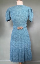 Original Vintage 1930s 1940s Knit Wool Dress