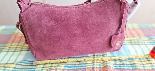 Red suede handbag new - handbag, without