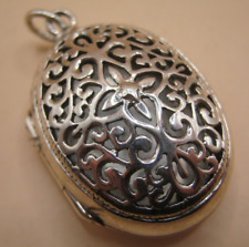 A Pretty Solid Silver Filigree Front Antique Style Photo Pendant Locket