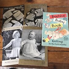 5 Vintage P&B Knitting Patterns & Beehive Baby Book, Cardigans Matinee Coats 