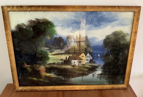 Vintage framed reverse glass - vintage,