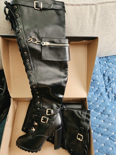 Shoedazzle black leather thigh - shoedazzle,