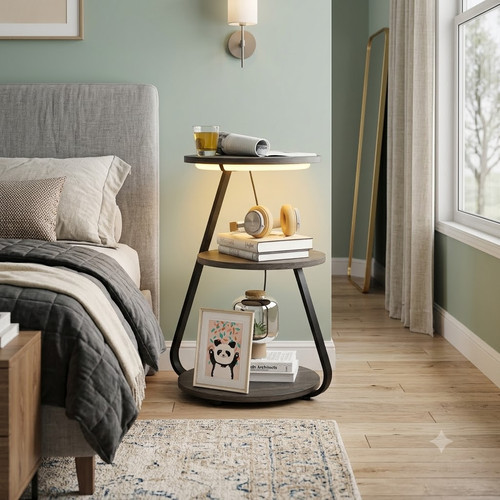 Tier bedside table with - tier,