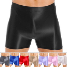 Mens Wet Look Shiny Satin Boxer Briefs Shorts Underwear Underpants Boxers Trunks