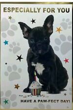 Cute Dog French Bulldog Frenchie Open Birthday Greeting Card 7x 5" Female Male