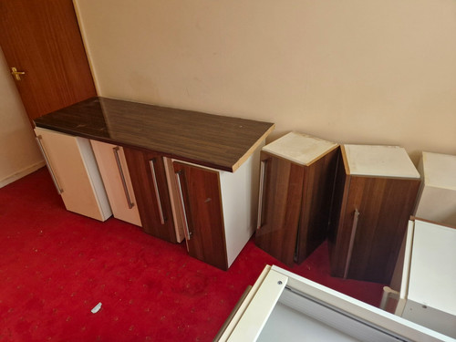 Cream brown kitchen units - brown,