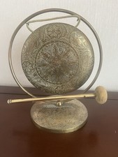 Antique Brass Dinner Gong With Striker Indian?