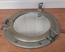 Vintage brass porthole mirror "VETUS" Schiedam Holland, 30cm, nautical maritime
