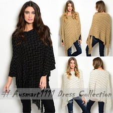 Womens Batwing Knit Fringe