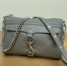 Rebecca Minkoff  Elephant Grey Leather small Shoulder Bag Silver Tone Hardware