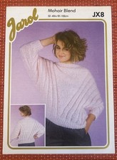 WOMENS MOHAIR DOLMAN SLEEVE SLASH NECK JUMPER 32”-40” VTG KNITTING PATTERN JX8