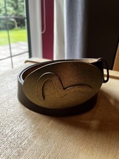 Evisu Rare Vintage Seagull Logo Men's Buckle Leather Belt Size: M, BrowBrown