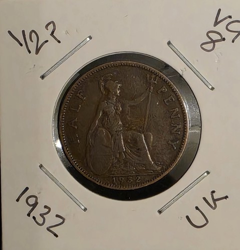 1932 half penny coin - uk, george