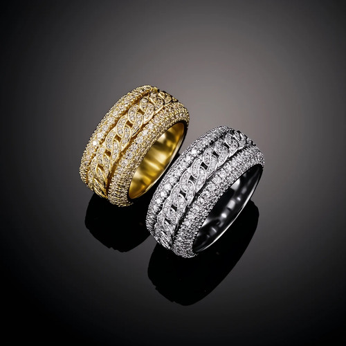Iced out cuban link ring - cuban,