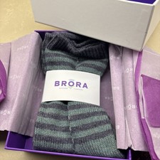 Brora Woman’s 100% Cashmere Bed socks lilac grey & green 