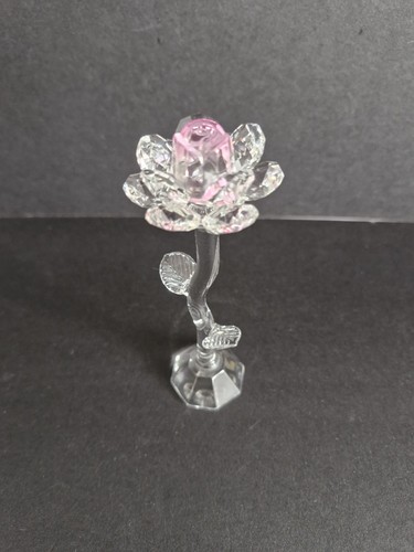 Lead crystal glass pink rose - lead,