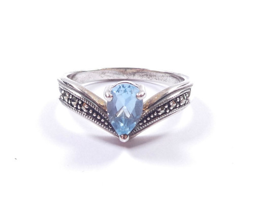 Ladies wishbone ring blue - wishbone,