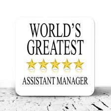 Drinks Coaster World's Greatest ASSISTANT MANAGER Coffee Wine Job Gift CO9019