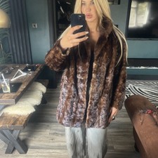 Vintage Stunning glossy Real mink real Fur Coat Jacket Uk 14/16