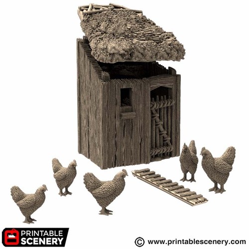 Medieval farm village chicken - medieval,