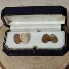 9ct Solid Rose gold vintage cufflinks Classic Engraved Dress Smart 9k Suit Shirt