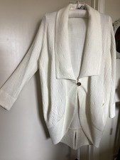 CHESCA New CREAM Textured LAGENLOOK ‘Cocoon’ LONGLINE  JACKET CH 44 inches.