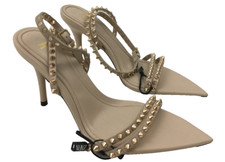 Zara Women's Strappy Sandals Size 3 Pink Leather Upper Spikes Pointed Toe New F1