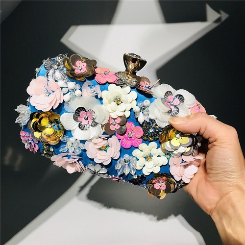 Women floral beaded - beaded, clutch