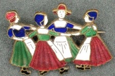 Enamel Dutch Girls Folk Dancing Badge