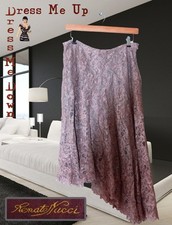 Renato Nucci Silk Lined Asymmetric Lace Skirt Bohemian 'Bronze' Lace Size 12