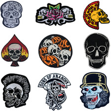 Skulls Embroidered Patch Iron on Sew On Applique Clothing Jacket Jeans