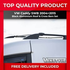 FITS VW CADDY 04>15 SWB BLACK ROOF BARS & CROSS BAR SET ROOF RACK RAILS NO DRILL