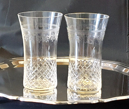 Pair edwardian acid etched - pair,
