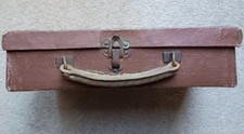 Small Vintage Brown Leather Suitcase Single Latch Used