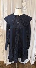 Ganni Navy Poplin Mini Shirt