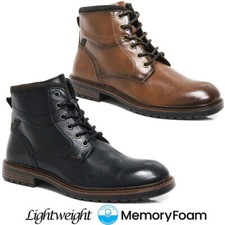 Mens Army Military Boots Memory Foam Ankle Walking Biker Combat Chukka Shoes