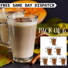 6 x Coffee Glasses Mug Tea Cup 240 ml Durable Latte Glasses Clear